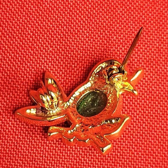 Vintage Jelly Belly Bird Brooch Singing Chickadee Gold Tone Metal - Picture 7 of 8